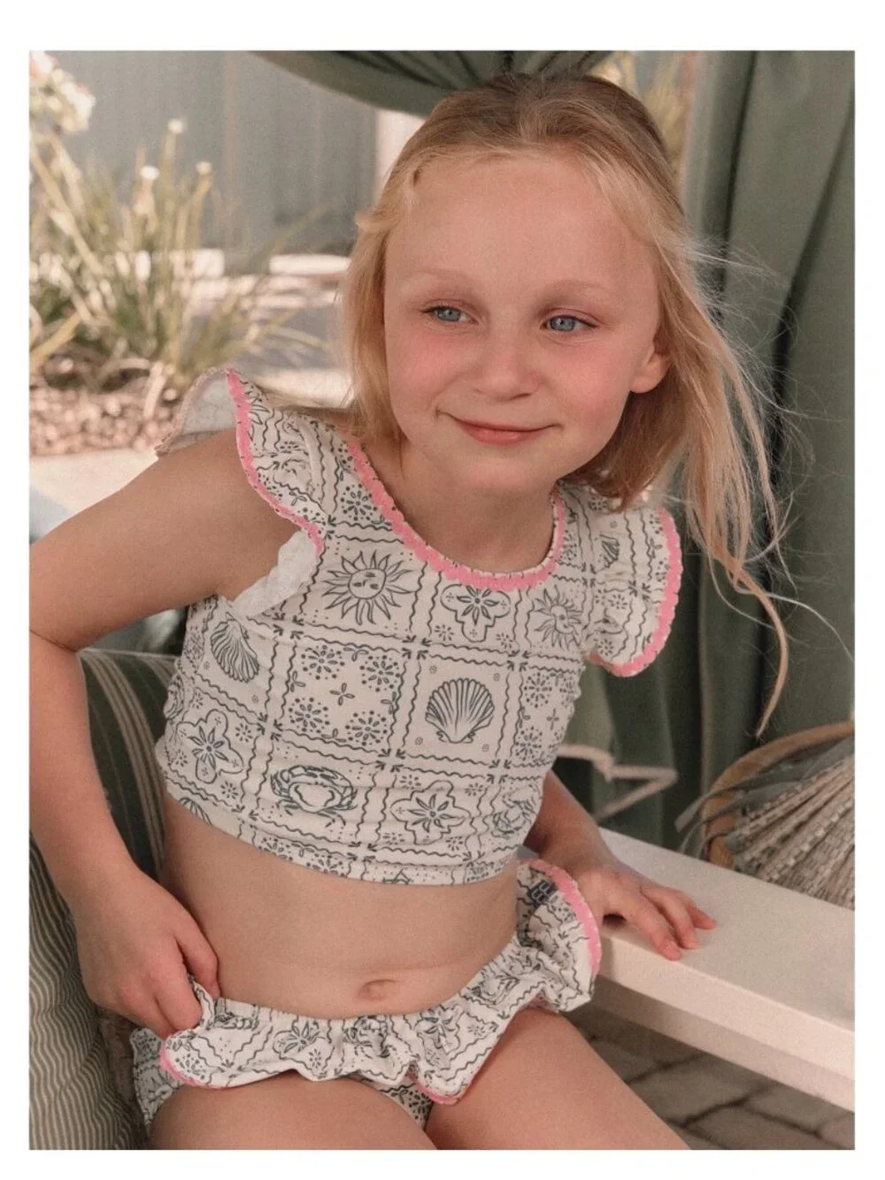 NWT - Modern Moments by Gerber Girl 2 Pc Pink Ric Rac Tankini Set - 18M and 4T